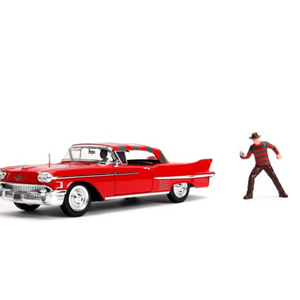 اسباب بازی ماشین فلزی کادیلاک Cadillac1958 و فیگور فردی کروگر با مقیاس 1:24_اسباب بازی